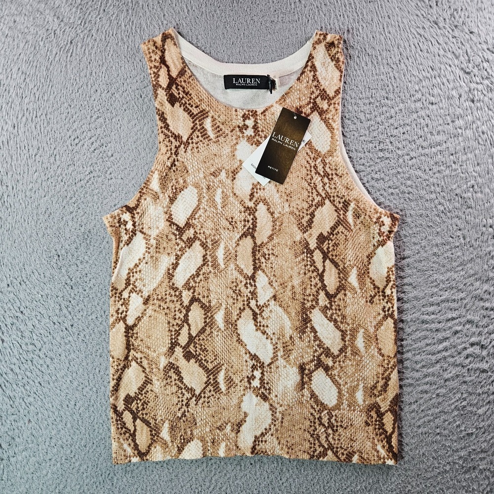 $99 NWT‎ Lauren Ralph Lauren Sleeveless Top Women Medium Petite Fitted Stretch